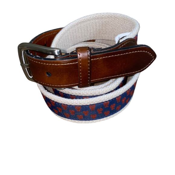 KKG Woven Ribbon Overlay Lobster Print Synthetic Leather red/blue size 44/110 - Picture 2 of 8